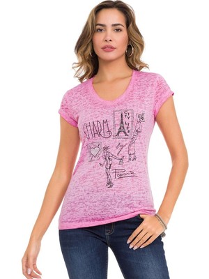 Cipo & Baxx WT344 Charm Desen Figürlü Kadın Tişört