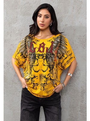 Cipo & Baxx WT377 Büyük Kanat Desenli Kadın Tişört