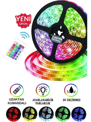 ŞANLED 5 Metre Animasyonlu Tak Çalıştır Kumandalı Rgb Şerit Işık Aydınlatma 5 Metre-Yapışkan Set Ultra