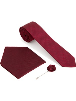 Pierre Cardin Erkek Bordo 3'lü Kravat Mendil Set 50295455-900