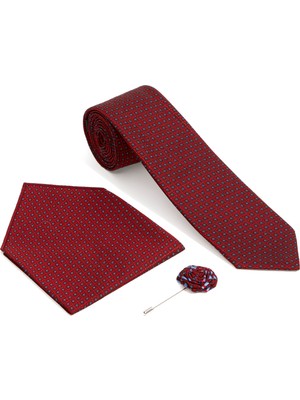 Pierre Cardin Erkek Bordo 3'lü Kravat Mendil Set 50295459-900