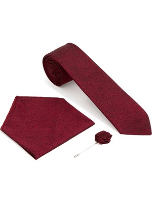 Pierre Cardin Erkek Bordo 3'lü Kravat Mendil Set 50295395-900