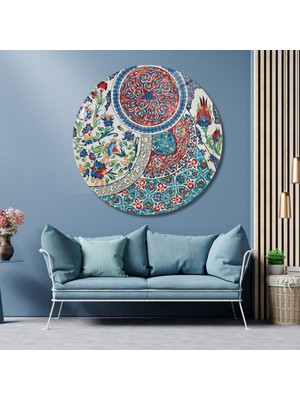 Gaagart Yuvarlak Temperli Gerçek Cam Tablo Karma Çini Desenli Tasarım