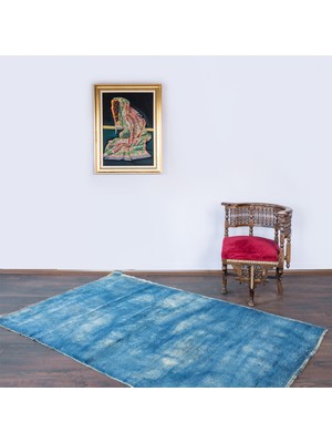 Soho Antiq Bluish Mavi Abrajlı El Dokuma Tülü Halı 128X198 cm