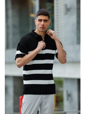Iawear Erkek Oversize Yazlık Çizgili Akrilik Triko