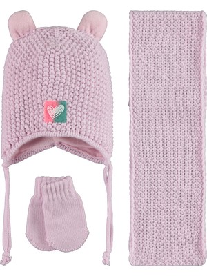 Babyjem Kitti Atkı Bere Eldiven Takım 0-18 Ay 2315002 Açık Pembe