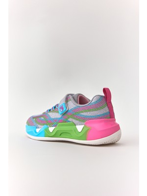 Dudino Kids Footwear Pembe Kız Ribbon Renkli Tabanlı Cırt Cırtlı Çocuk Sneaker