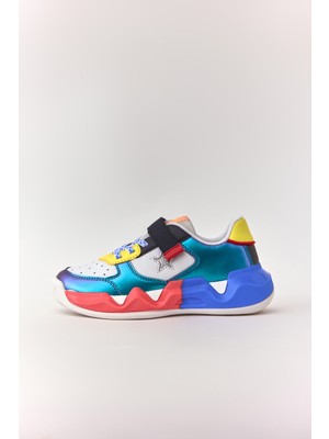 Dudino Kids Footwear Siyah Kız Trend Renkli Tabanlı Cırt Cırtlı Çocuk Sneaker