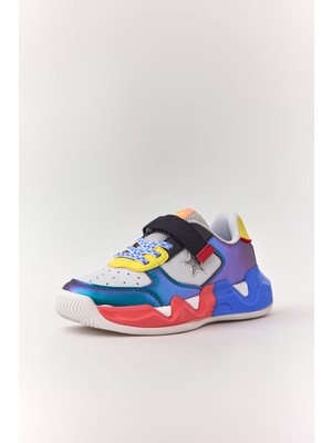 Dudino Kids Footwear Siyah Kız Trend Renkli Tabanlı Cırt Cırtlı Çocuk Sneaker