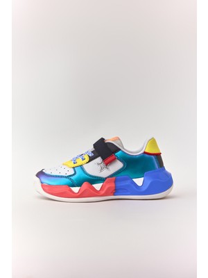 Siyah Kız Trend Renkli Tabanlı Cırt Cırtlı Çocuk Sneaker