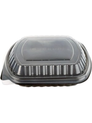 Petsa Şeffaf Kapaklı Sıcak Soğuk Isıya Dayanıklı Yemek Salata Kabı Kutusu - Kare - 21X25 Cm. - 10 Adet