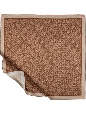Ipekevi Twill Ipek Eşarp - Typo Monogram - Camel