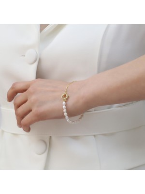 Nox Jewelry 925 Ayar Gümüş Barock White Tatlısu Incisi Bileklik-5mm