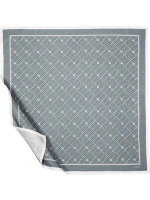 Ipekevi Twill Ipek Eşarp - Monogram - Metalik Mavi
