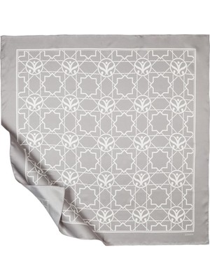 Ipekevi Twill Ipek Eşarp - Seljuk Monogram - Gri