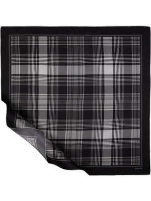 Ipekevi Twill Ipek Eşarp - London Ekose Desenli - Siyah