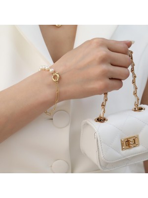 Nox Jewelry 925 Ayar Gümüş Creamrose Tatlısu Incisi Bileklik-7mm