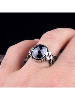 Takı925 Zirkon Taşlı Çapa Model 925 Ayar Gümüş Erkek Yüzük