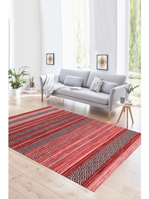 Napoli Home Dijital Baskılı Kaymaz Yıkanabilir Modern Desen Yolluk Mutfak Salon Halısı, N-Modern-17-Pembe,