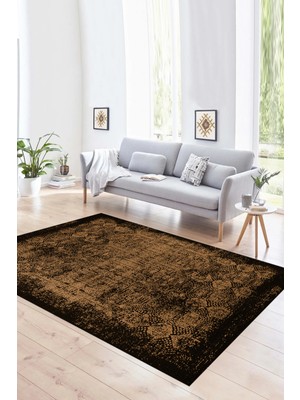 Napoli Home Dijital Baskılı Kaymaz Yıkanabilir Modern Desen Yolluk Mutfak Salon Halısı, N-Modern-04-Kahve,