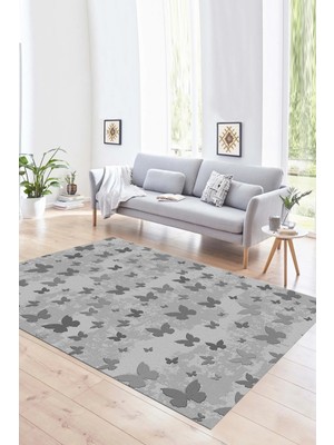 Napoli Home Dijital Baskılı Kaymaz Yıkanabilir Modern Desen Yolluk Mutfak Salon Halısı, N-Modern-51-Gri,