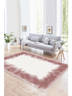 Napoli Home Dijital Baskılı Kaymaz Yıkanabilir Modern Desen Yolluk Mutfak Salon Halısı, N-Modern-48-Pembe,