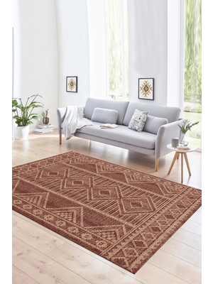 Napoli Home Dijital Baskılı Kaymaz Yıkanabilir Modern Desen Yolluk Mutfak Salon Halısı, N-MODERN-108-BORDO,