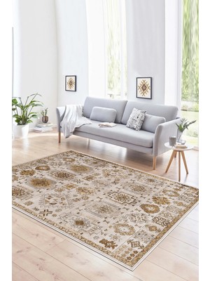 Napoli Home Dijital Baskılı Kaymaz Yıkanabilir Modern Desen Yolluk Mutfak Salon Halısı, N-Modern-29-Kahve,
