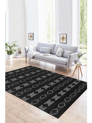 Napoli Home Dijital Baskılı Kaymaz Yıkanabilir Modern Desen Yolluk Mutfak Salon Halısı, N-Modern-64-Antrasit,