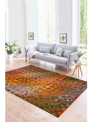 Napoli Home Dijital Baskılı Kaymaz Yıkanabilir Modern Desen Yolluk Mutfak Salon Halısı, N-Modern-27-Renkli,