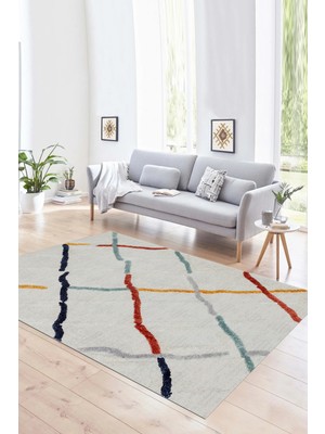 Napoli Home Dijital Baskılı Kaymaz Yıkanabilir Modern Desen Yolluk Mutfak Salon Halısı, N-Modern-73-Renkli,