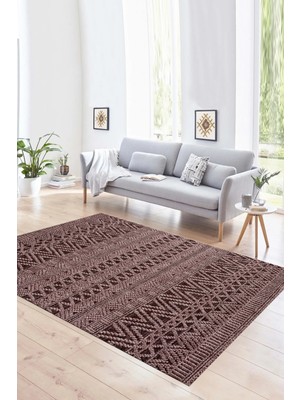 Napoli Home Dijital Baskılı Kaymaz Yıkanabilir Modern Desen Yolluk Mutfak Salon Halısı, N-Modern-86-Bordo,