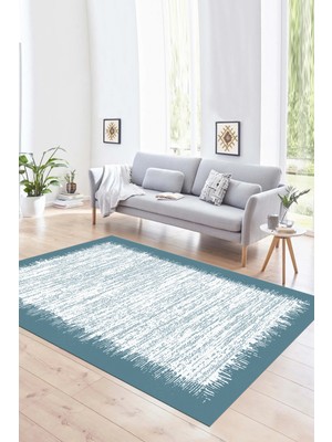 Napoli Home Dijital Baskılı Kaymaz Yıkanabilir Modern Desen Yolluk Mutfak Salon Halısı, N-Modern-43-Mavi,