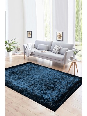 Napoli Home Dijital Baskılı Kaymaz Yıkanabilir Modern Desen Yolluk Mutfak Salon Halısı, N-Modern-04-Mavi,