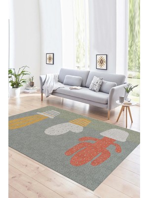 Napoli Home Dijital Baskılı Kaymaz Yıkanabilir Modern Desen Yolluk Mutfak Salon Halısı, N-MODERN-106-VİZON,