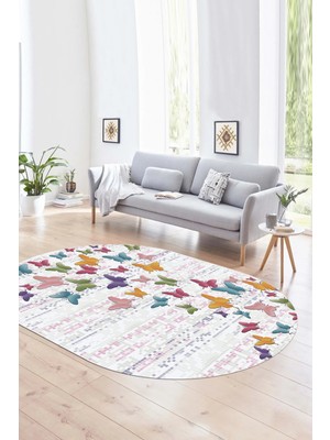 Napoli Home Dijital Kaymaz Yıkanabilir Modern Desen Oval Yolluk Mutfak Salon Halısı, N-O-Modern-42-Renkli,