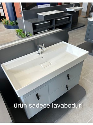 Turkuaz Seramik Cerastyle SHARP80 x 48 cm Lavabo Dolap Uyumlu Etajerli Lavabo