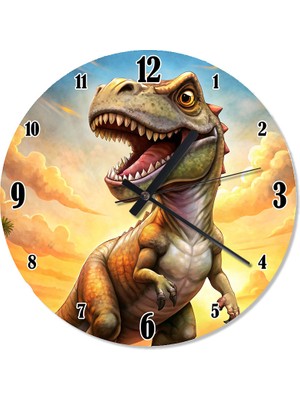 Tablomega Sevimli Dinozor T-Rex Akarlı Duvar Saati