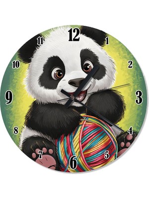 Karizma Tablo Sevimli Yavru Panda ve Yün Analog Duvar Saati