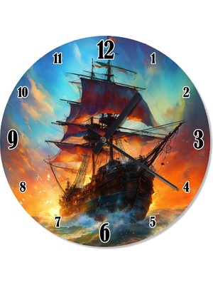 Tablomega Korsan Gemisi Kara Inci Tasarım Duvar Saati
