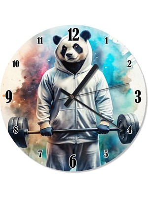 Karizma Tablo Gym Vücut Çalışan Panda Sessiz Duvar Saati