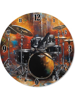 Tablomega Pastel Renkli Bateri  Baskılı Duvar Saati