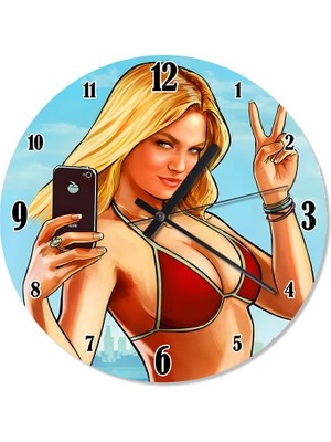 Karizma Tablo Selfie Çeken Kadın Desenli Duvar Saati