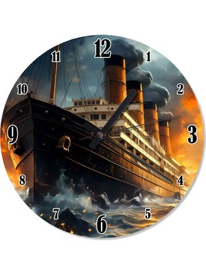 Tablomega Buharlı Titanic Gemisi Sessiz Duvar Saati