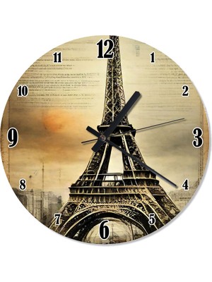 Tablomega Eyfel Kulesi Analog Duvar Saati
