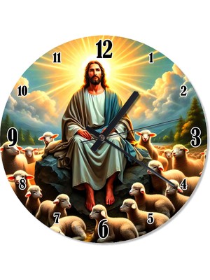 Karizma Tablo Çoban Isa Mesih Baskılı Duvar Saati