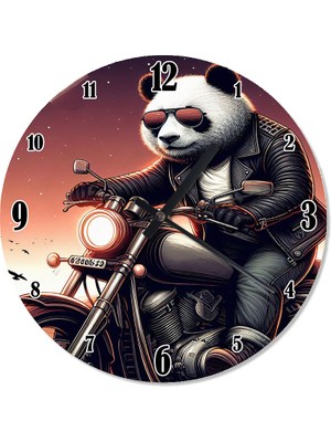 Karizma Tablo Chopper'cı Panda Dekoratif Duvar Saati