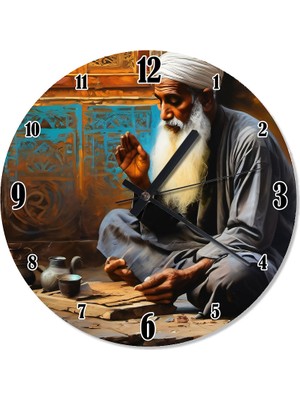 Tablomega Yaşlı Hint Fakiri Dekoratif Duvar Saati