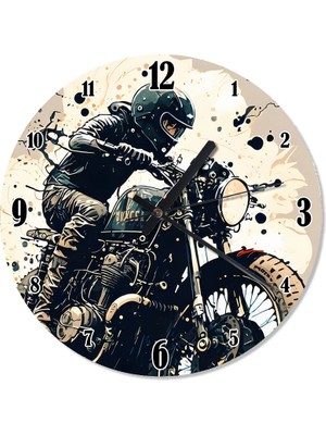Tablomega Motocross Yarışçısı Baskılı Duvar Saati