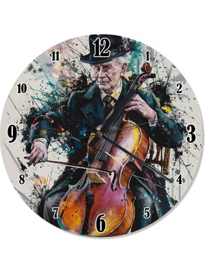 Tablomega Viyolonsel ve Adam Dekoratif Duvar Saati
